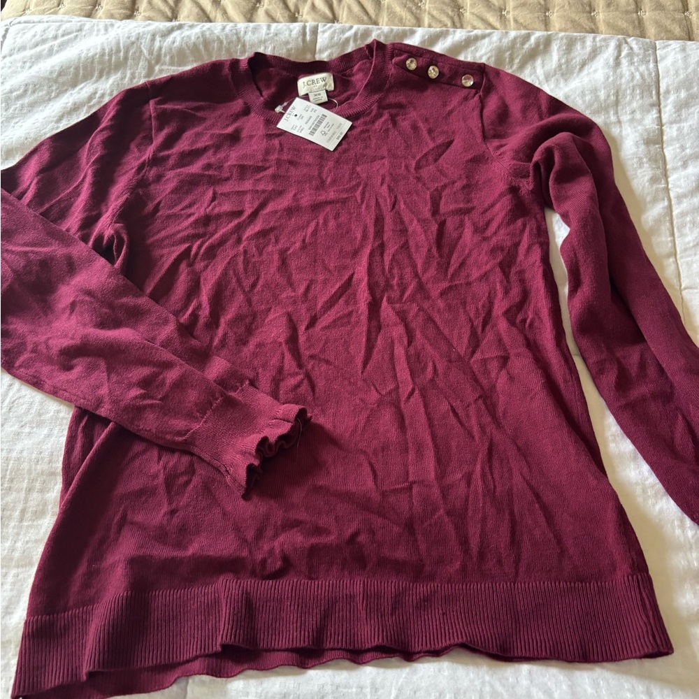 J. Crew Rich Burgundy Crew Neck Sweater